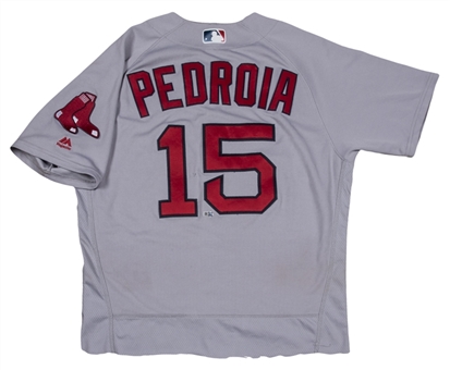 2016 Dustin Pedroia Game Used Boston Red Sox Road Jersey Worn During 6/25/16 Game at Texas (MLB Authenticated)